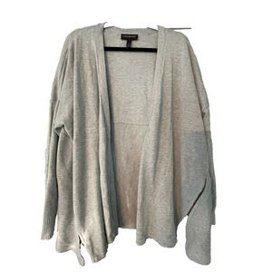 Lane Bryant Cardigan 22/24 Gray Shawl Open Front With Modern Zipper Accents